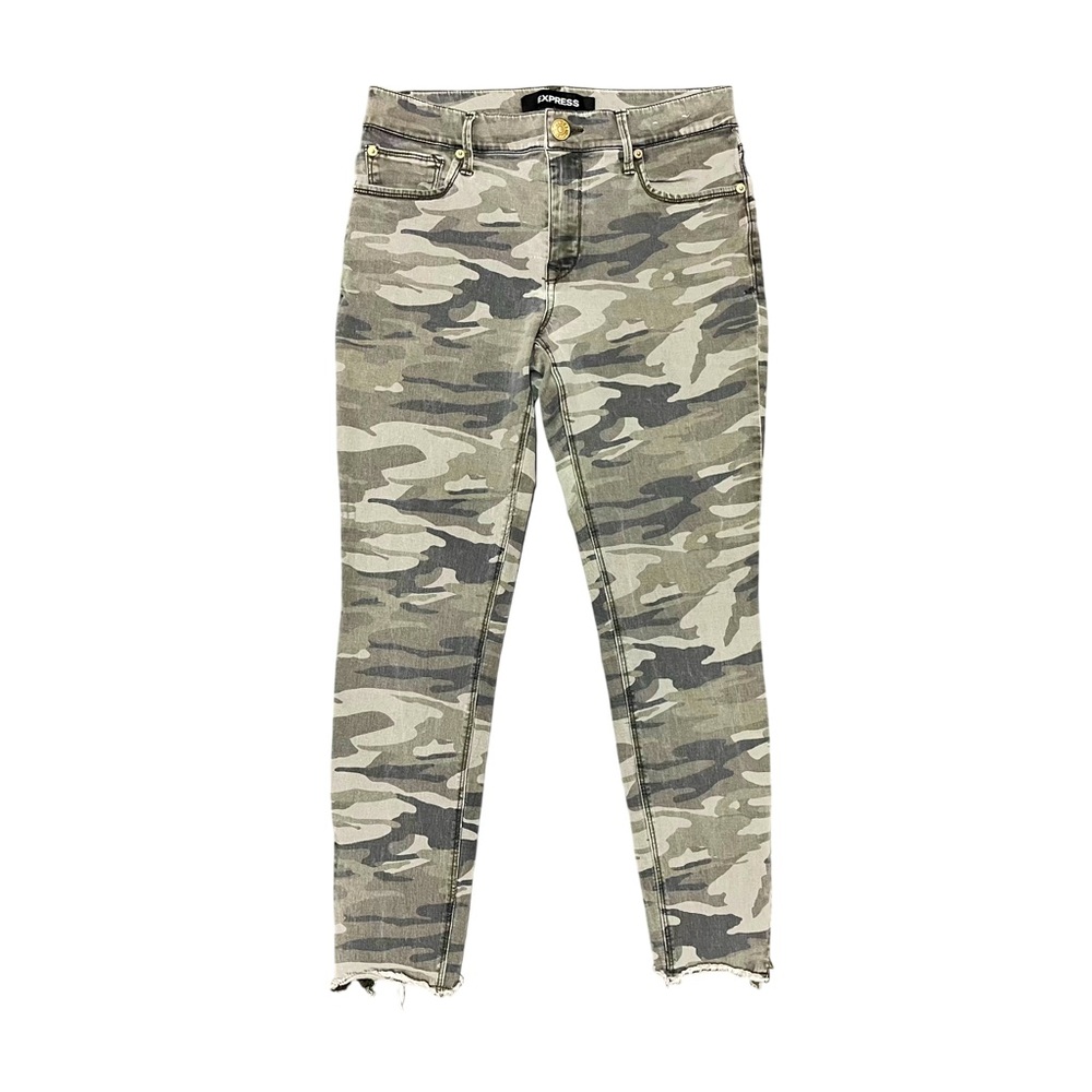 Express camo zipper ankle skinny jeans